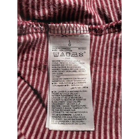 Old Navy Size Large Womens Red White Striped Long Sleeve Cotton‎ Top - Picture 7 of 8